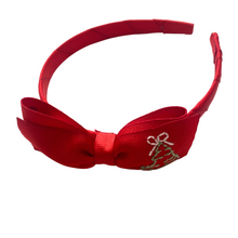 Load image into Gallery viewer, Red Headband with Hand Embroidered Bow
