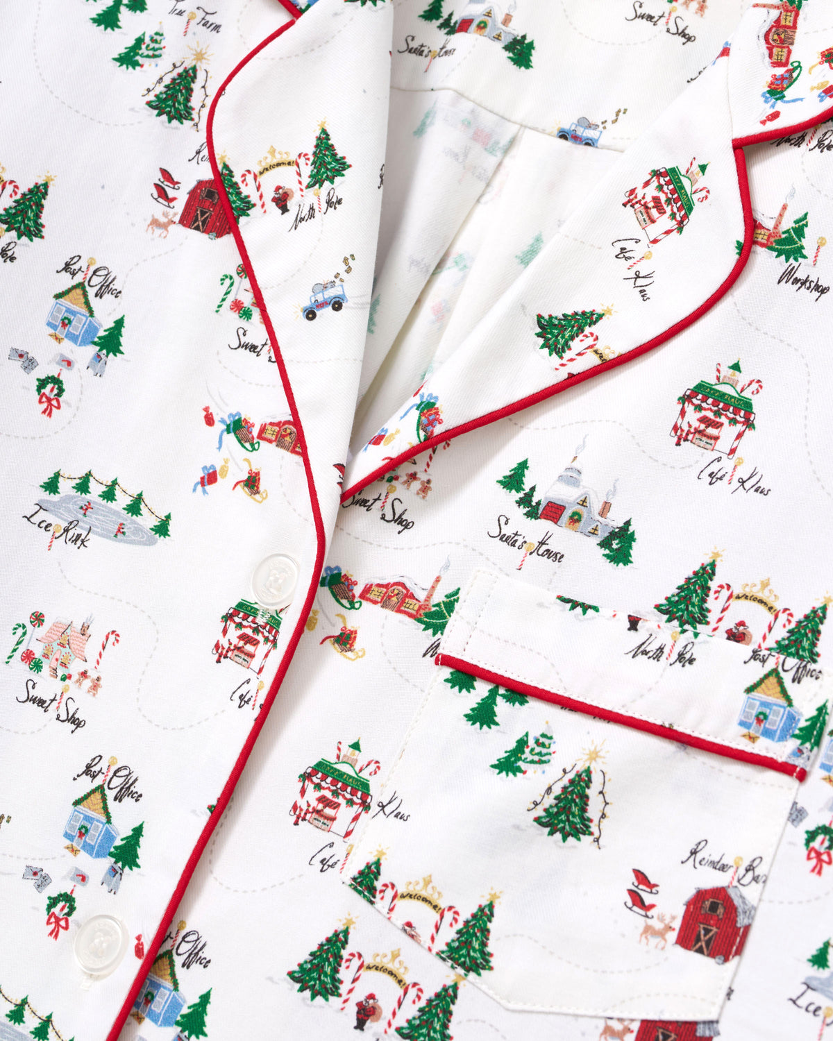 Men's twill pajama set from North Pole Chronicles by Petite Plume, featuring cozy fabric and festive holiday-themed details.