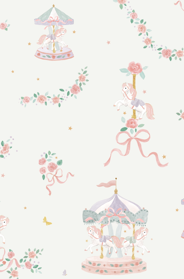 Angel Dear Carousel with Bows swaddle blanket featuring a soft fabric with colorful carousel and bow patterns.