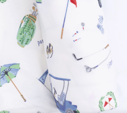 Angel Dear Golf Things swaddle blanket featuring soft fabric with golf-themed patterns for newborns and babies.