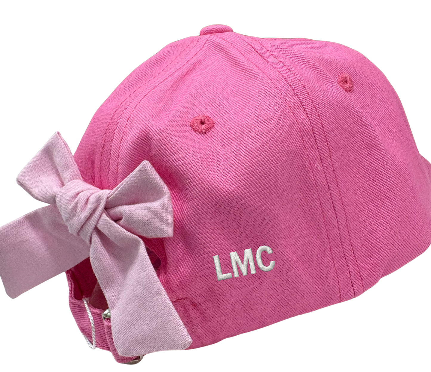 Girls rainbow unicorn embroidered bow baseball hat by Bits and Bows featuring colorful unicorn design and stylish embroidered bow.