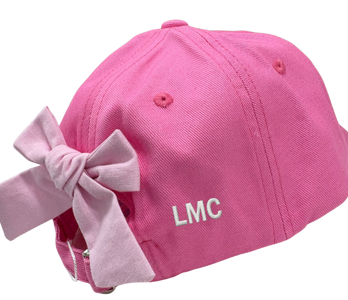Girls rainbow unicorn embroidered bow baseball hat by Bits and Bows featuring colorful unicorn design and stylish embroidered bow.