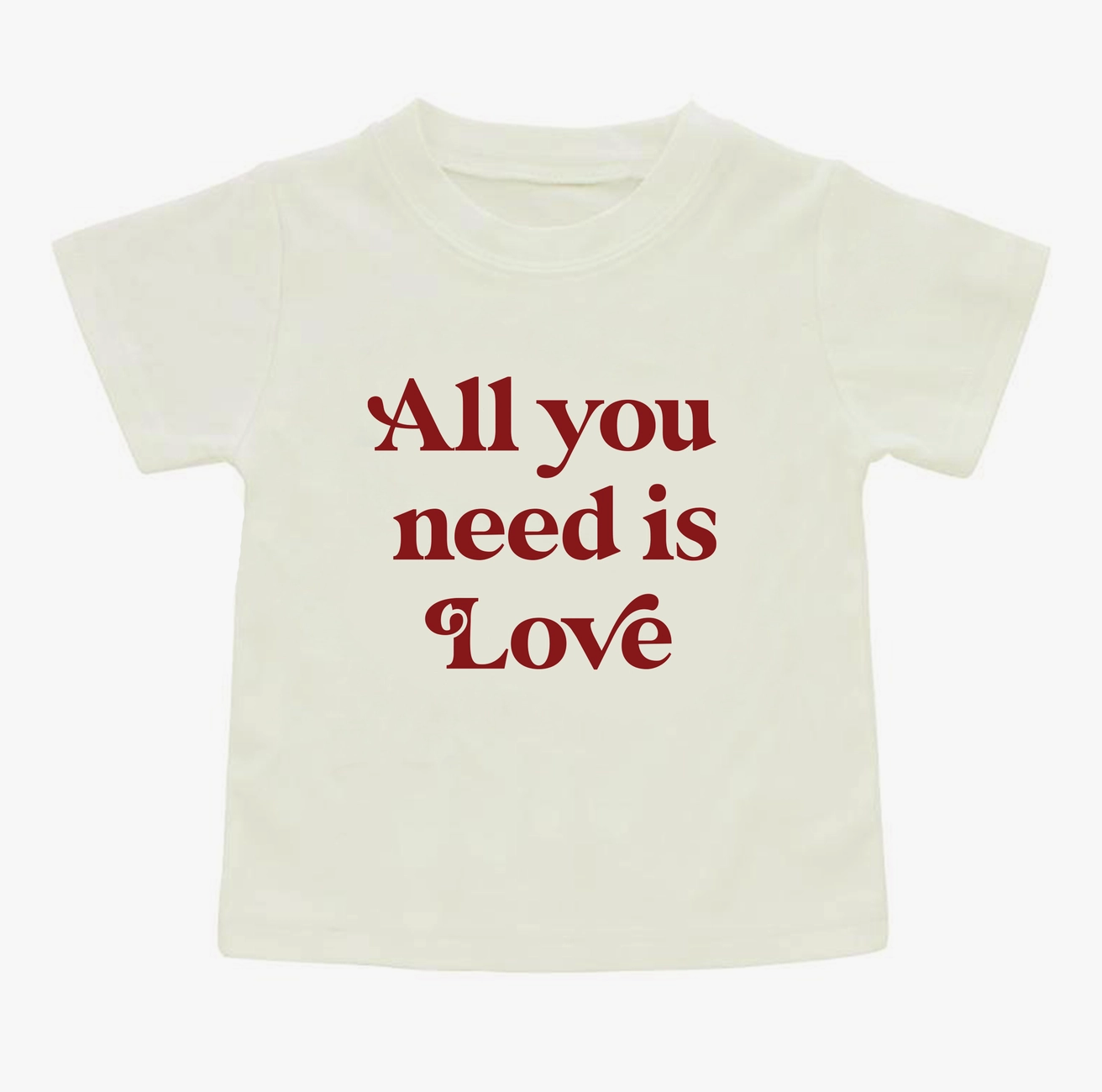 Emerson and Friends All You Need Is Love T-shirt featuring a colorful heart graphic and casual fit.