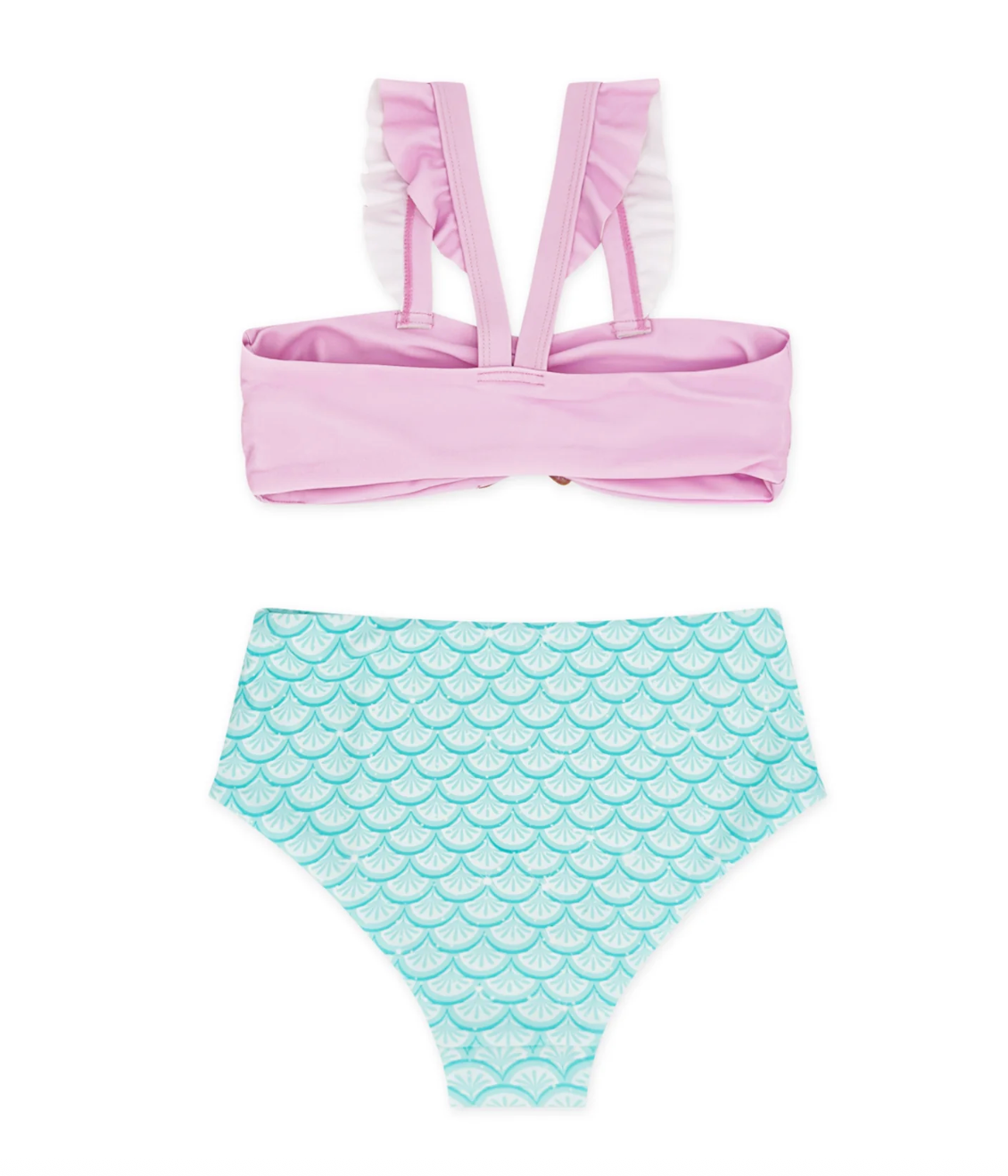 Girls Sea Star Bikini by Feather 4 Arrow featuring blue and pink starfish pattern and adjustable straps.
