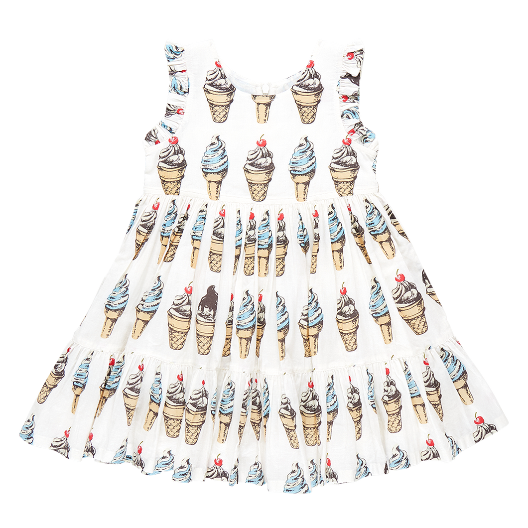 Girls Kelsey Dress - Vintage Soft Serve by Pink Chicken
