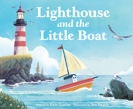 Signed and inscribed Ingram Lighthouse and the Little Boat by Katie Frawley, featuring a lighthouse and small boat illustration.