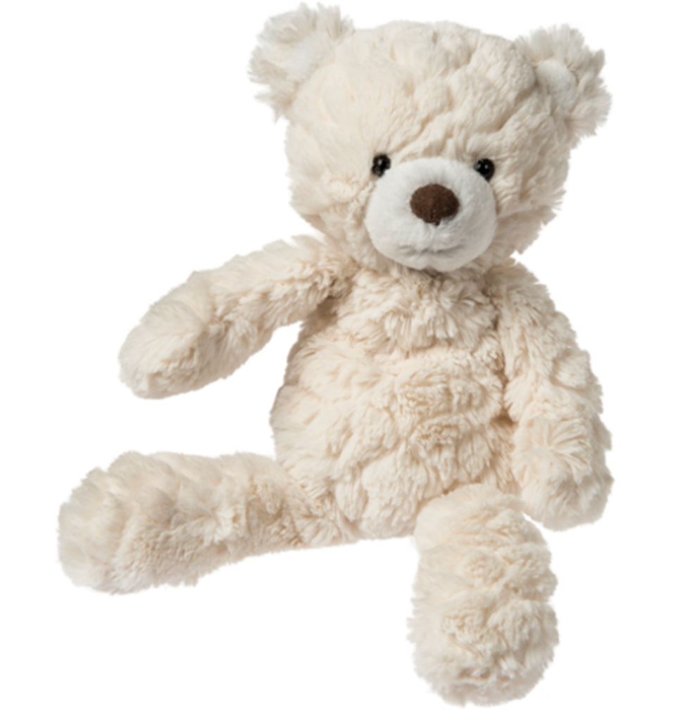 Small cream Putty Plush Teddy Bear by Mary Meyer, soft and cuddly plush toy perfect for children.