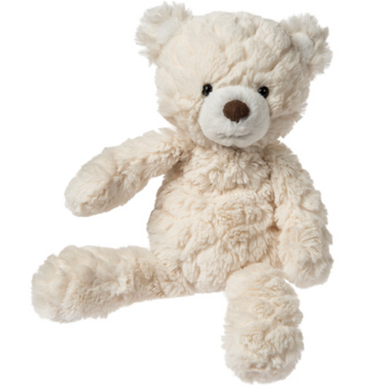 Small cream Putty Plush Teddy Bear by Mary Meyer, soft and cuddly plush toy perfect for children.