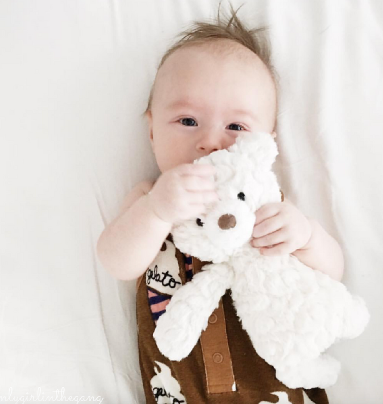 Small cream Putty Plush Teddy Bear by Mary Meyer, soft and cuddly plush toy with detailed fur and friendly teddy bear face.