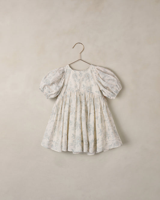 Noralee Luna Dress Mist with English Rose floral print in ivory, showcasing a lightweight, elegant summer dress with floral details.