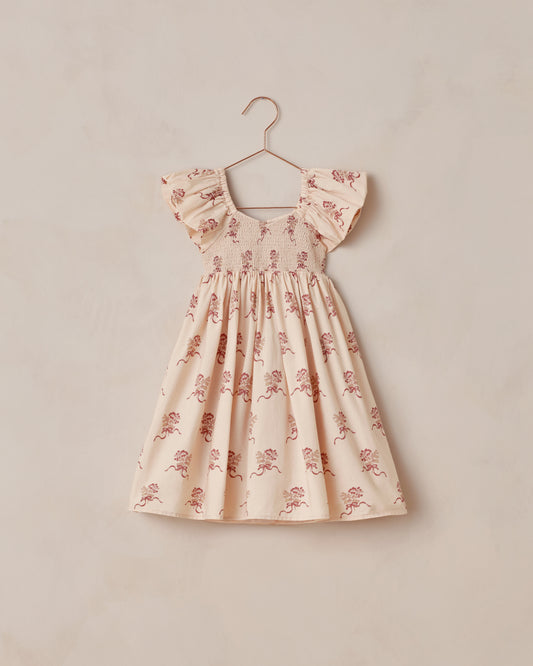 Noralee Hazel Dress in vintage ruby with elegant Ecru detailing, showcasing a stylish, classic dress design.