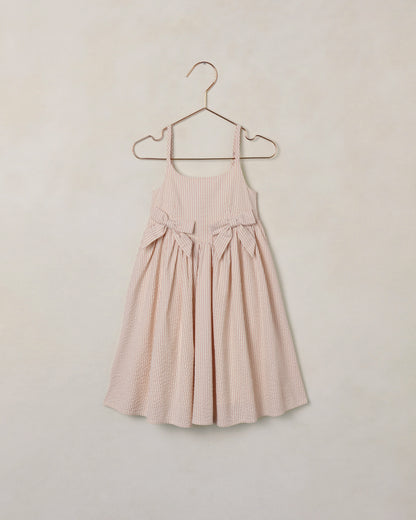 Girls Beatrice Midi Dress in Petal Pink by Noralee, soft pink dress with floral details and a flowy midi length.