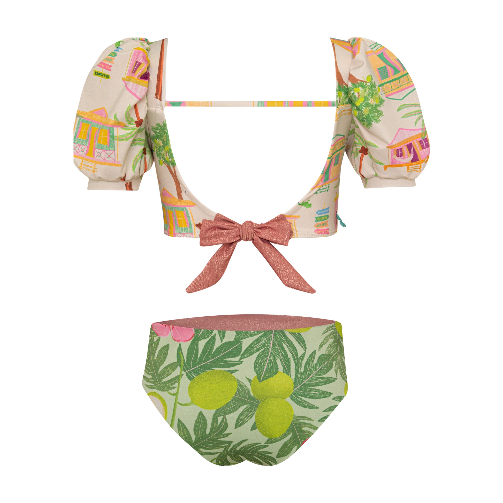 Pepita & Me Casitas Bubble Bikini with reversible bottom, featuring vibrant, colorful swimwear design for women.
