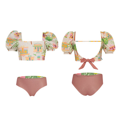 Pepita & Me Casitas Bubble Bikini with reversible bottom, featuring bright, colorful swimwear design for women.