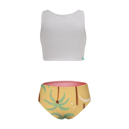 South End Pool Bikini by Pepita & Me, featuring a stylish blue and white striped bikini top and matching bottoms.