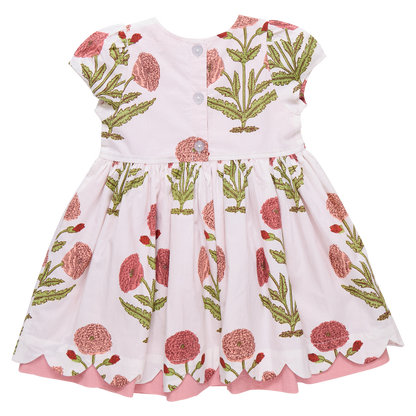Girls Marisol Dress by Pink Chicken in Rose Dandelion, featuring a charming pink and floral design perfect for special occasions.