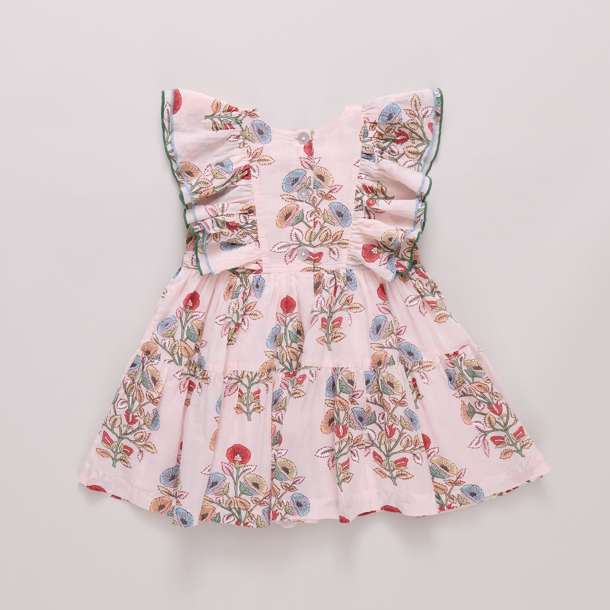Girls Raphaela Dress by Pink Chicken featuring a colorful multi-bouquet floral pattern, perfect for spring and summer wear.