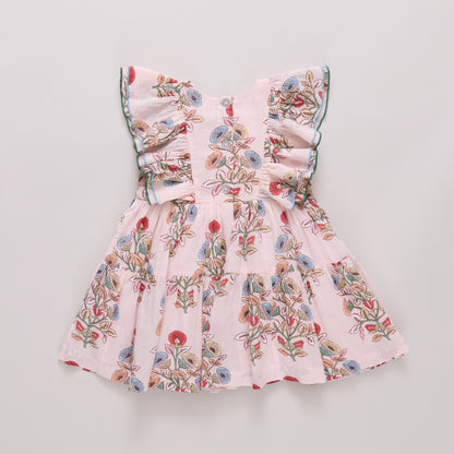 Girls Raphaela Dress by Pink Chicken featuring a colorful multi-bouquet floral pattern, perfect for spring and summer wear.