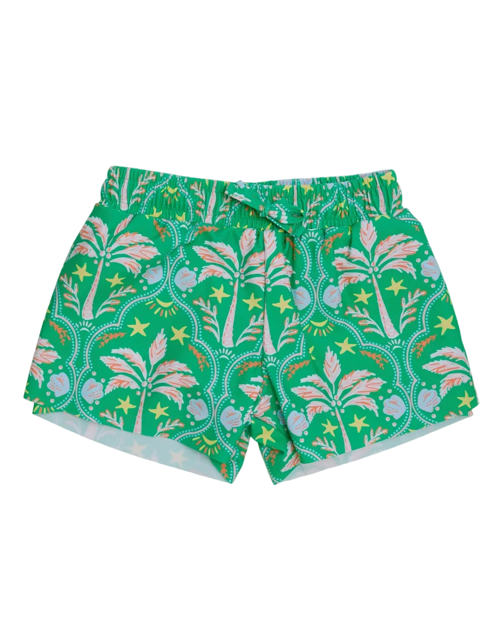 Girls Coconut Cabana Active Butterfly Shorts by Ruffle Butts, featuring colorful butterfly print and comfortable elastic waistband.