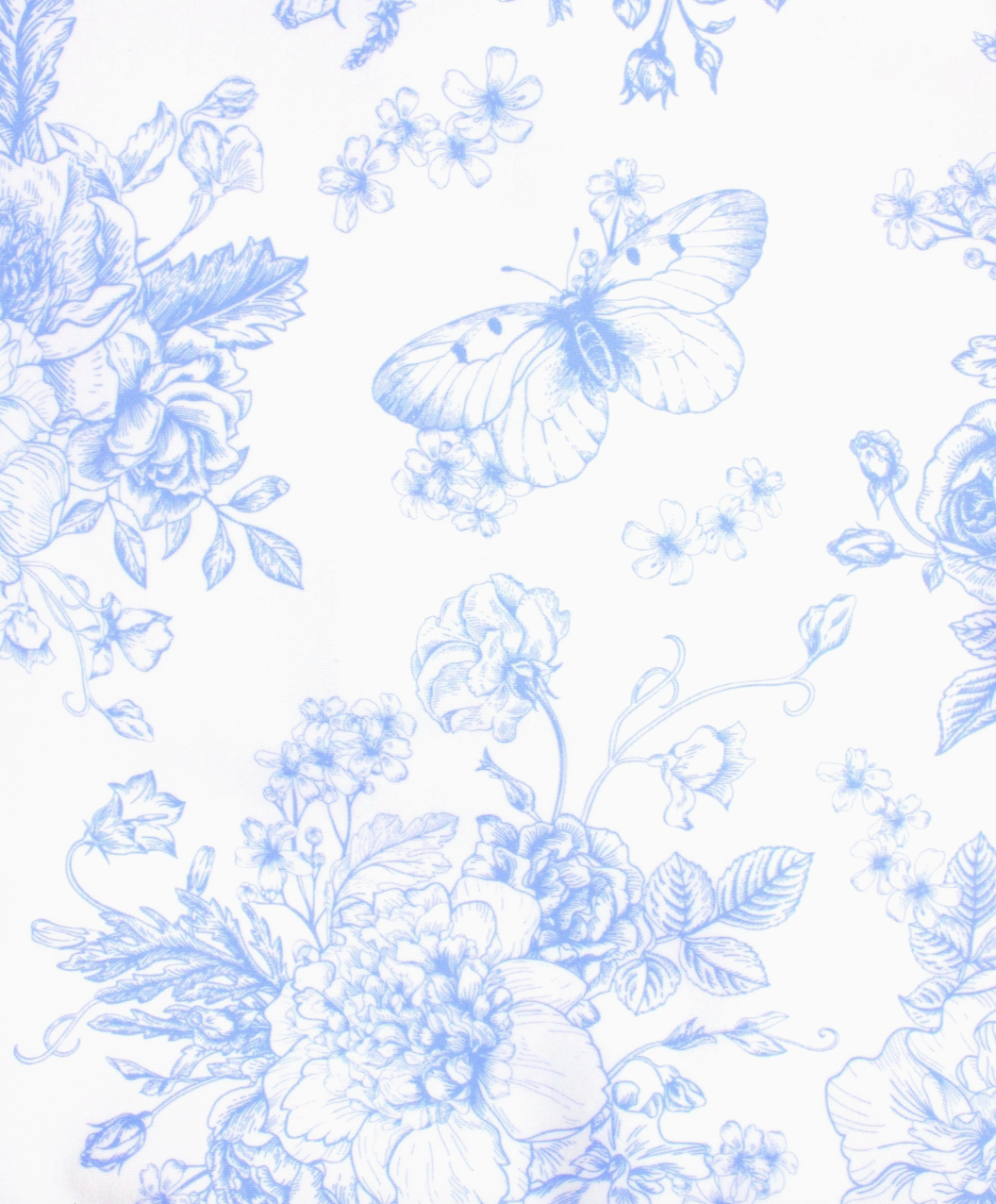 Baby girls' periwinkle butterfly garden long sleeve rash guard swimsuit by Ruffle Butts, featuring a cute butterfly print and long sleeves.