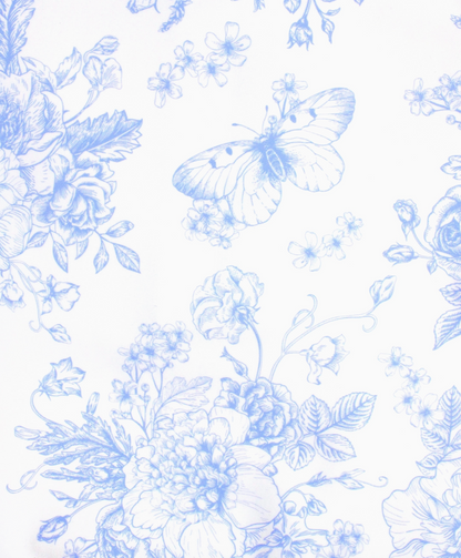 Baby girls' periwinkle butterfly garden long sleeve rash guard swimsuit by Ruffle Butts, featuring a cute butterfly print and long sleeves.