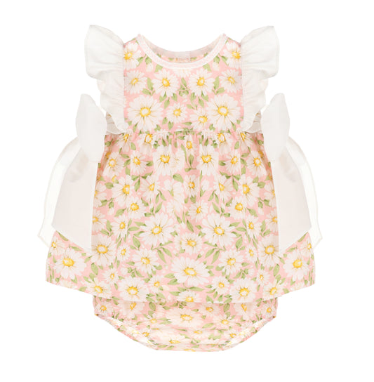 Girls Daisy Bow Dress by Sophie & Lucas, featuring a floral print dress with a bow detail, perfect for spring and summer occasions.