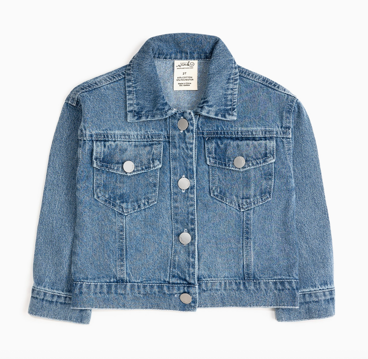 Girls' denim jacket by Sweet Wink featuring football-themed sequin patches and stylish game day design.