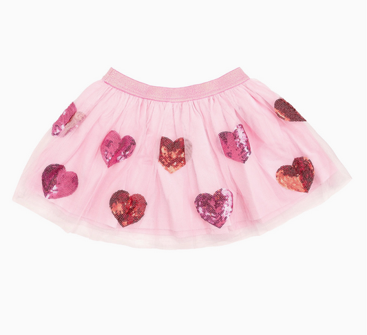 Girls' sequin heart Valentine's Day tutu skirt by Sweet Wink, featuring a sparkly heart detail and layered tulle design.