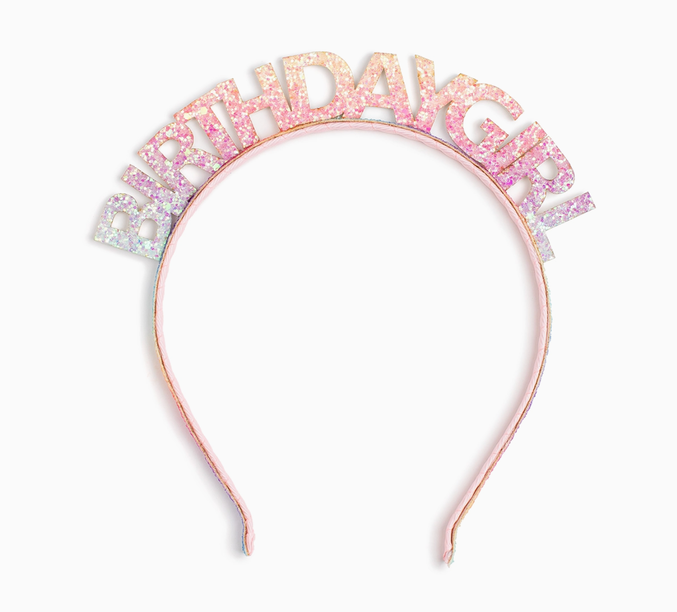 Pastel rainbow birthday girl headband by Sweet Wink with colorful rainbow design and soft fabric for special celebrations.