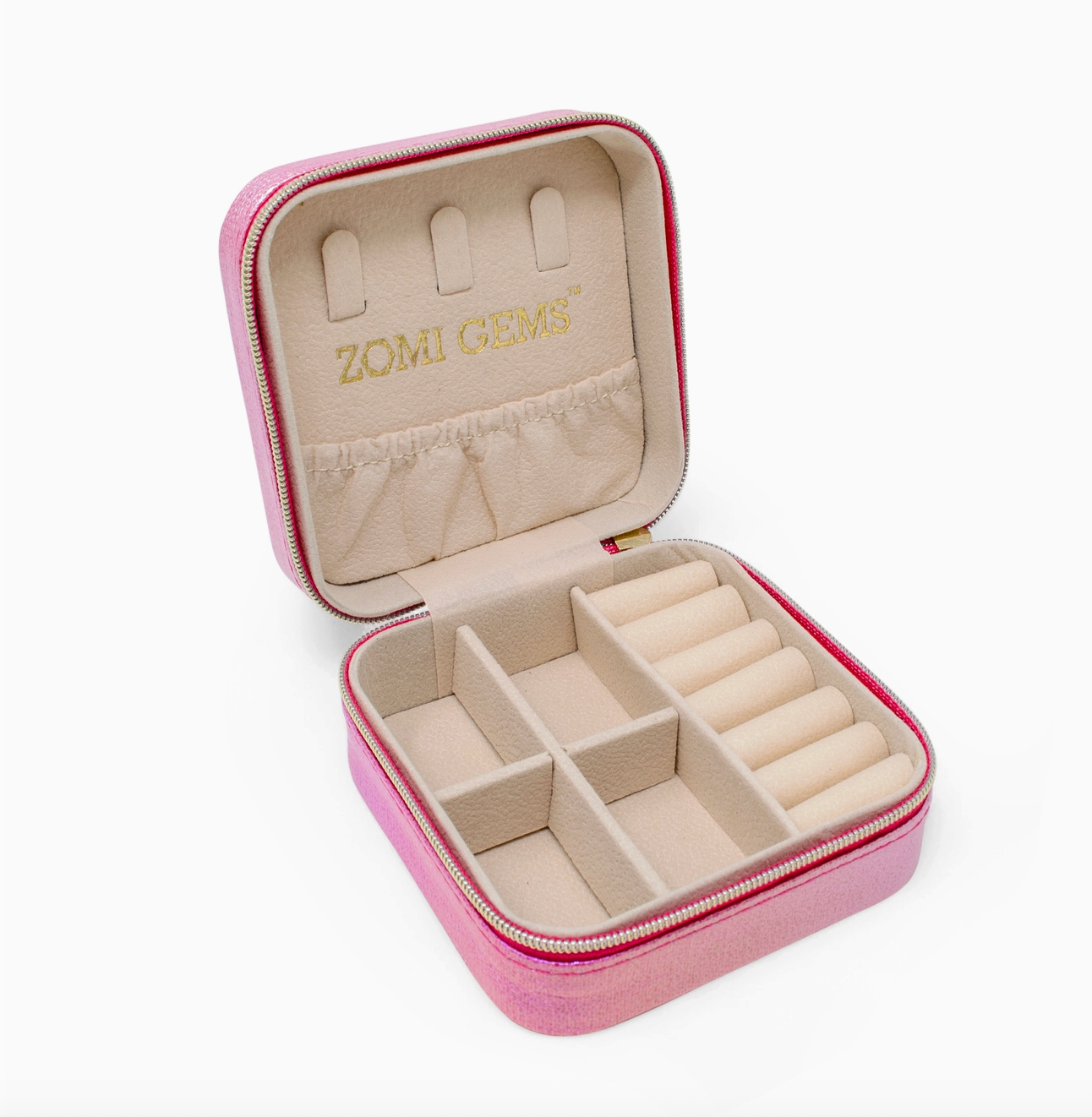 Girl's sparkly sequin heart jewelry box by Tiny Treat and Zomi Gems with a shiny, decorative design for storing jewelry.