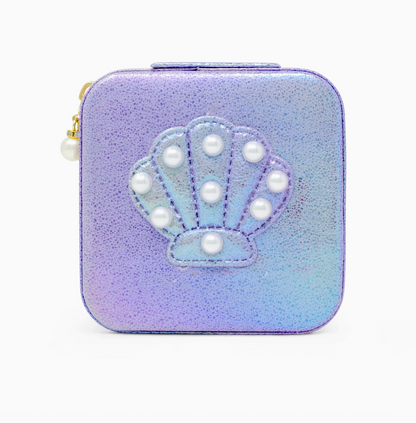 Small mermaid seashell pearl jewelry box with intricate design, perfect for storing jewelry from Tiny Treat and Zomi Gems.