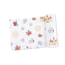 Load image into Gallery viewer, Sunny Sandcastles Swaddle Blanket
