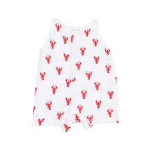 Load image into Gallery viewer, Baby Bow Sleeveless Muslin Romper - Lobster Print **Preorder**
