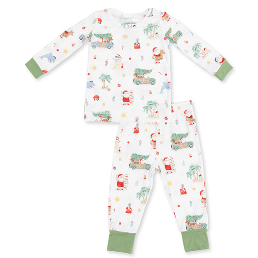 Angel Dear Beach Christmas long sleeve loungewear set featuring festive print and comfortable fabric, ideal for holiday relaxation.