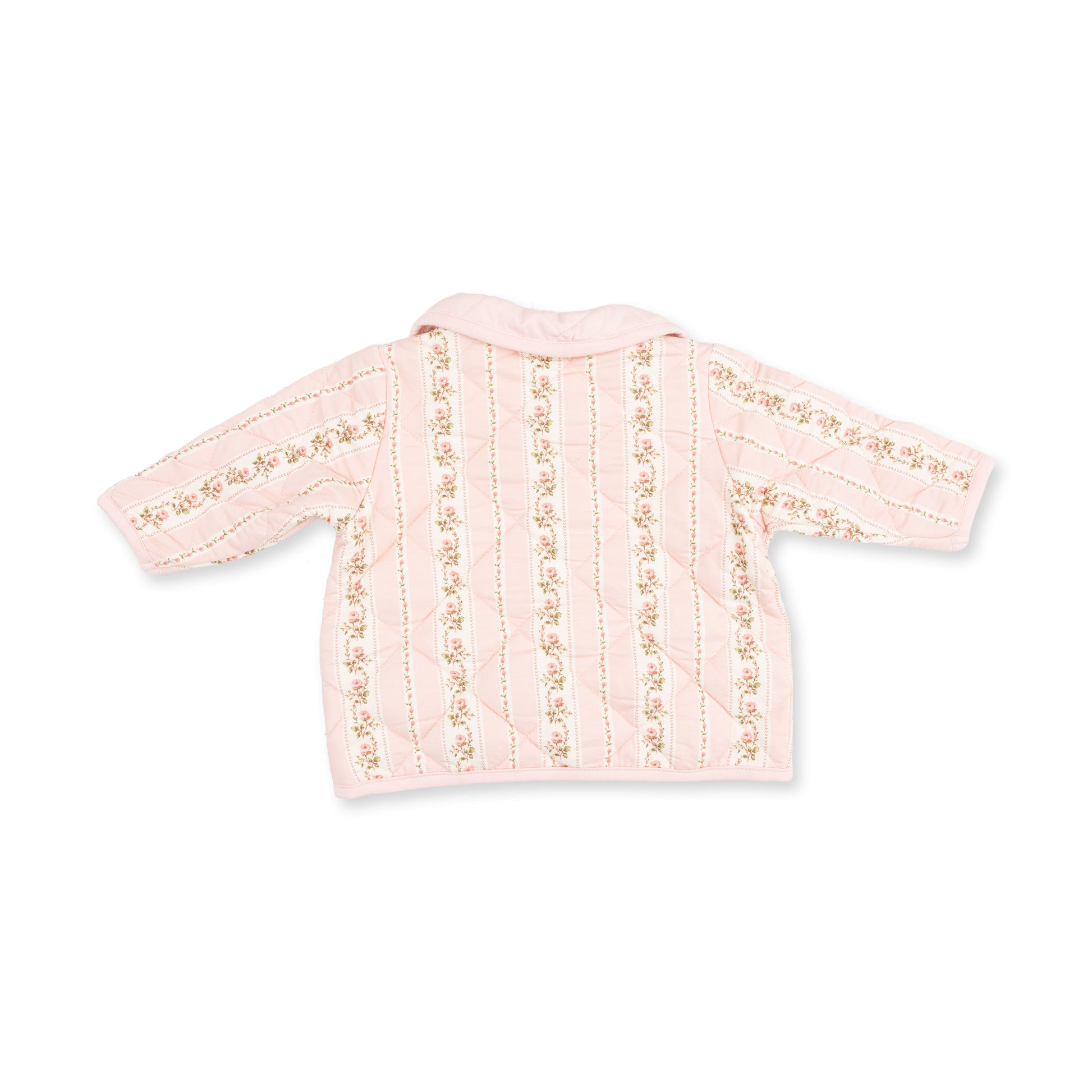 Girls Antoinette quilted jacket by Angel Dear, pink and cozy outerwear with a quilted pattern and hood for winter warmth.