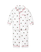 Load image into Gallery viewer, White pajama set with red and green pattern on a white background
