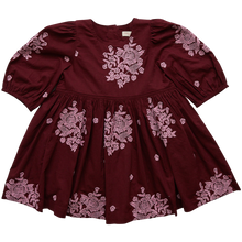Load image into Gallery viewer, Girls Brooke Dress with Burgundy Embroidery by Pink Chicken
