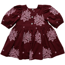 Load image into Gallery viewer, Girls Brooke Dress with Burgundy Embroidery by Pink Chicken
