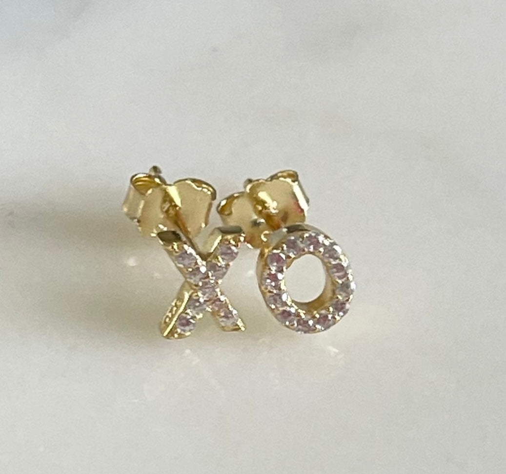 XO Earrings with Pave Stones