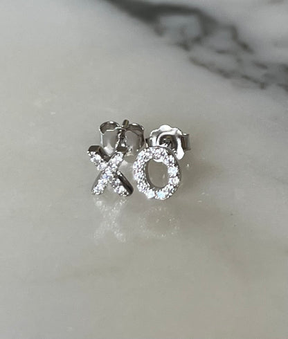 Jack and Jewelz XO earrings with sparkling pave stones, featuring a stylish and elegant design.