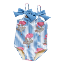 Load image into Gallery viewer, Girls Lulu Suit by Pink Chicken - Blush Marigold Stripe
