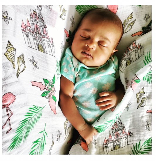 Soft baby swaddle blanket by Little Hometown featuring Florida girl design, ideal for newborns and infants.