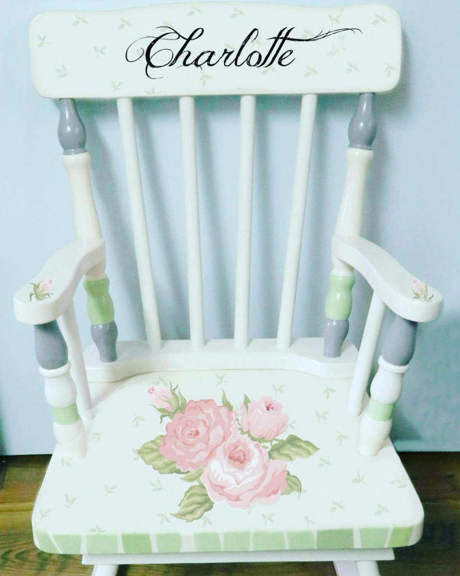 CUSTOM Hand Painted Rocking Chair Flora Ottimer