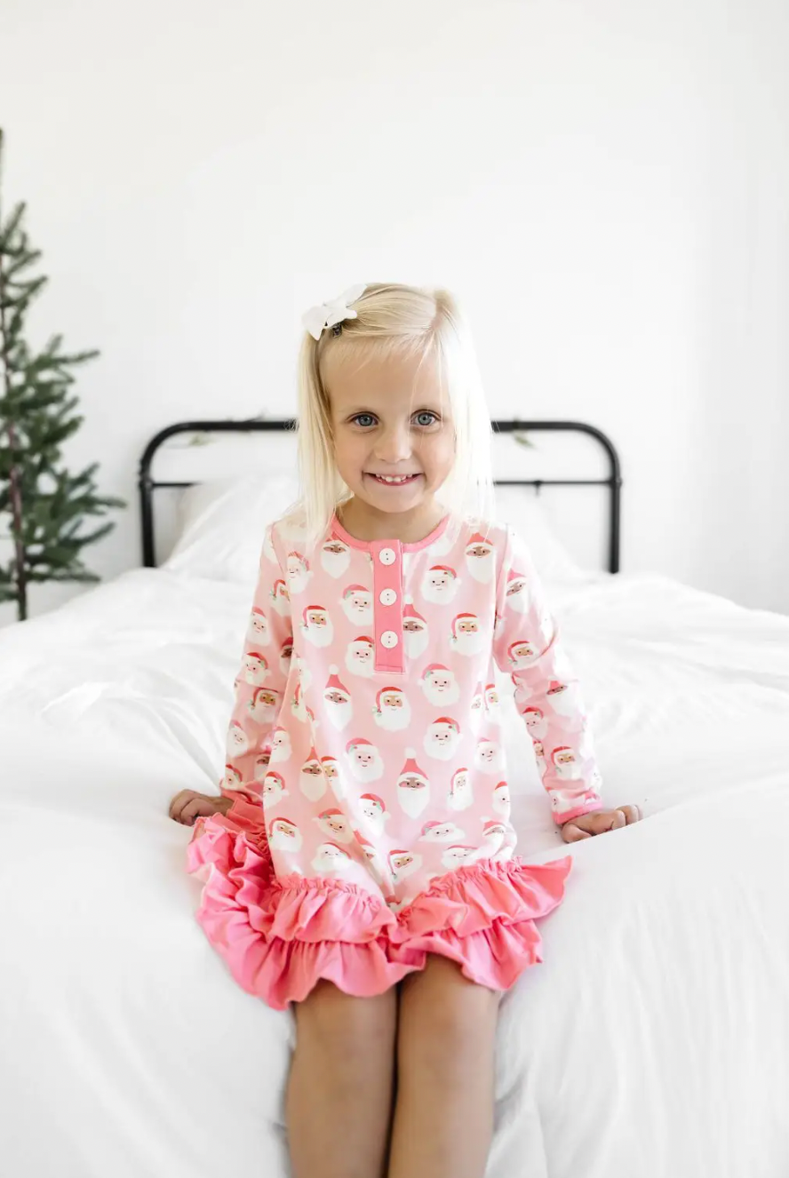 Girls Santa Ruffled Nightgown