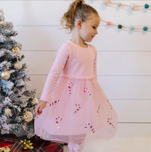 Load image into Gallery viewer, Pink Holiday Candy Cane Tutu Dress
