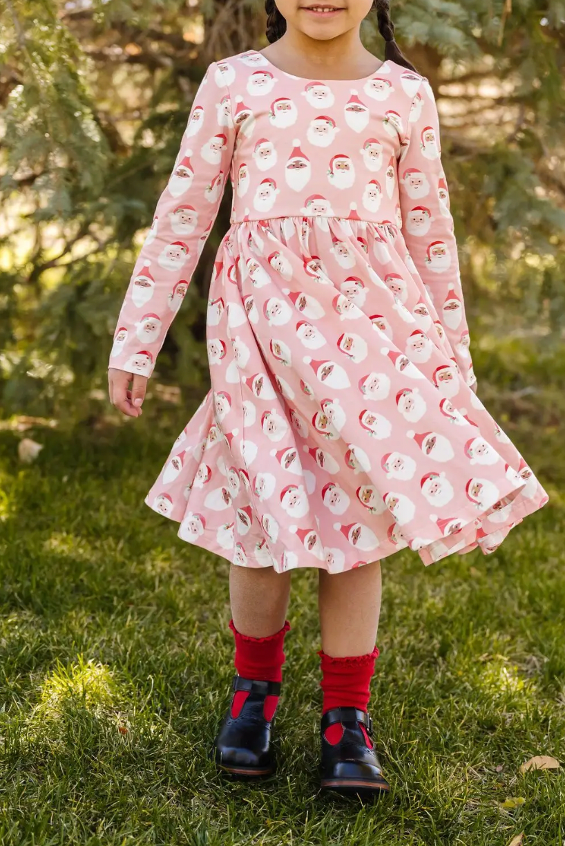 Gwendolyn Pink Santa Twirl Dress