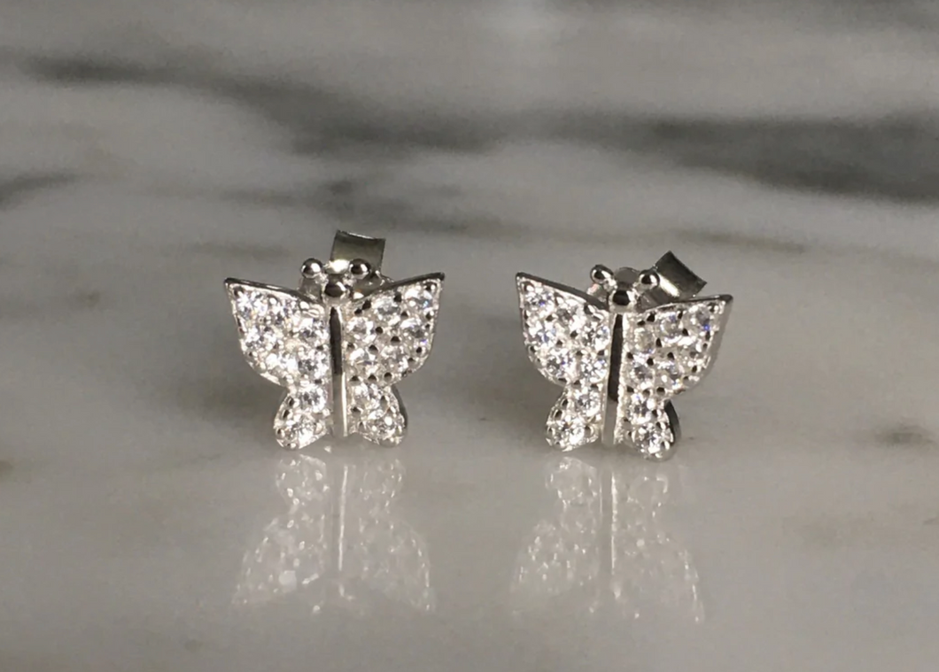 Butterfly Earrings with Pave Stones