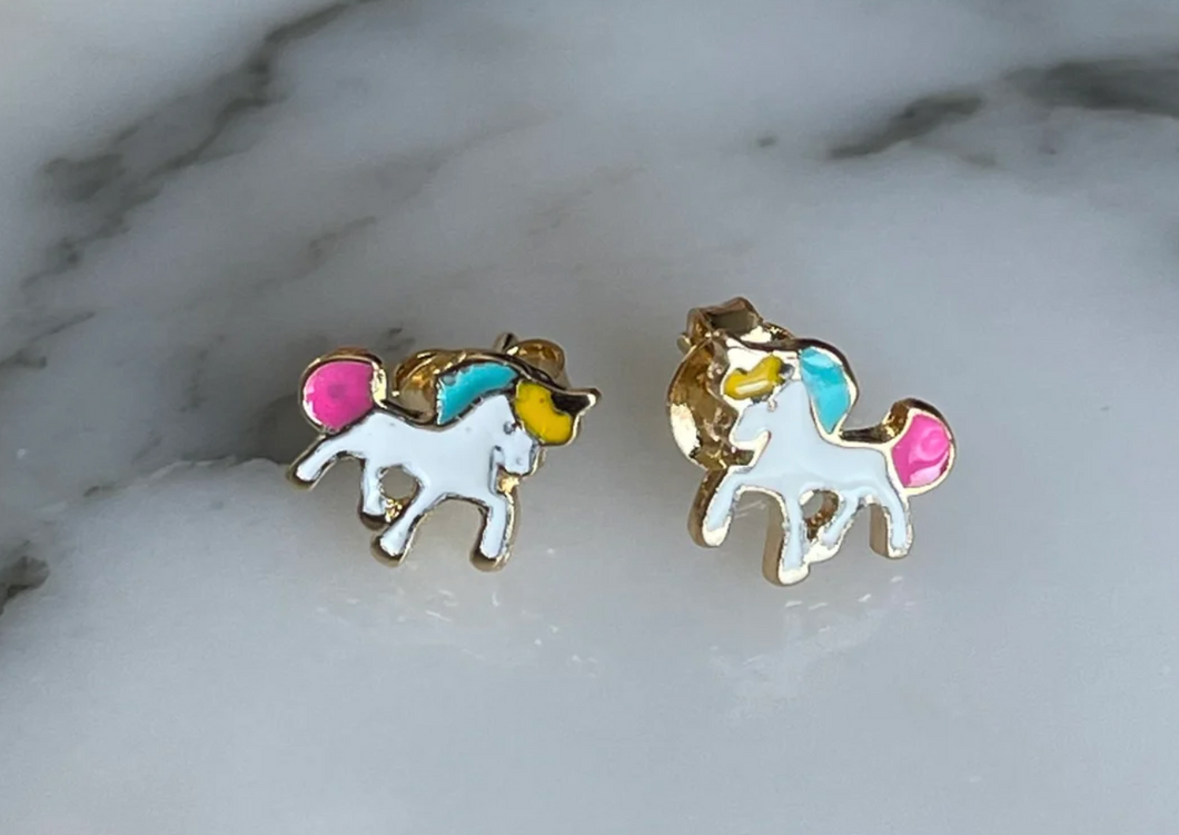 Mini Unicorn Enamel Earrings