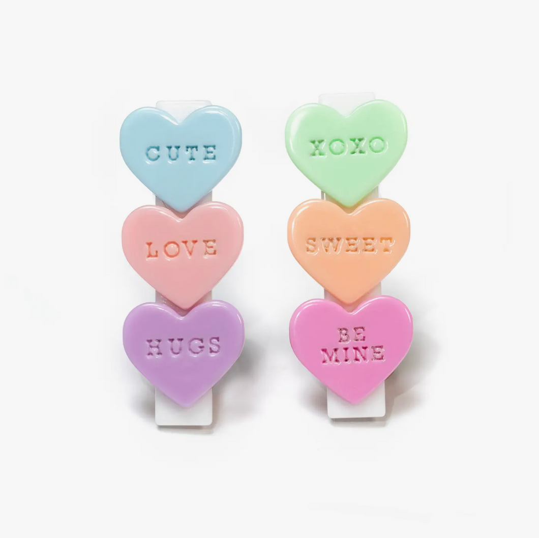 Conversation Candy Hearts Alligator Clips