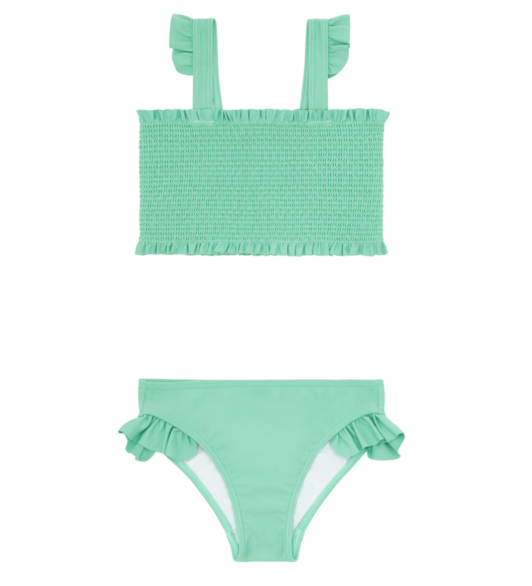 Girls Abaco Green Smocked Bikini